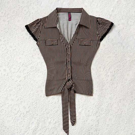 Striped top with bow