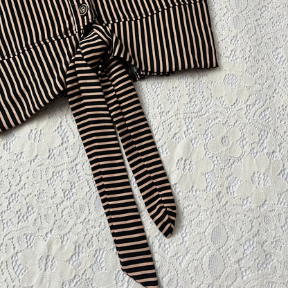 Striped top with bow