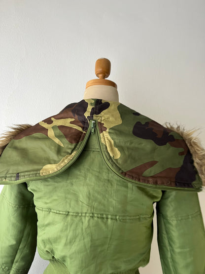 Reversible padded jacket with hood