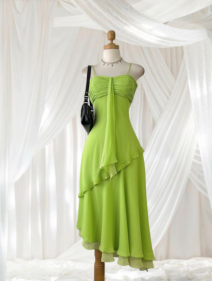Assymetrical lime green dress