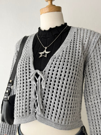 Gray knit cardigan