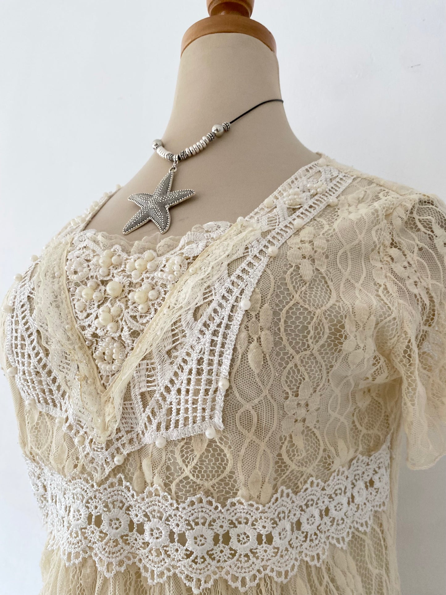 Coquette lace top with pearls