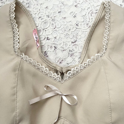 Coquette beige top