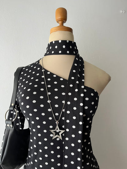 Polka dot top with scarf