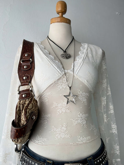 Lace top with bell-sleeves