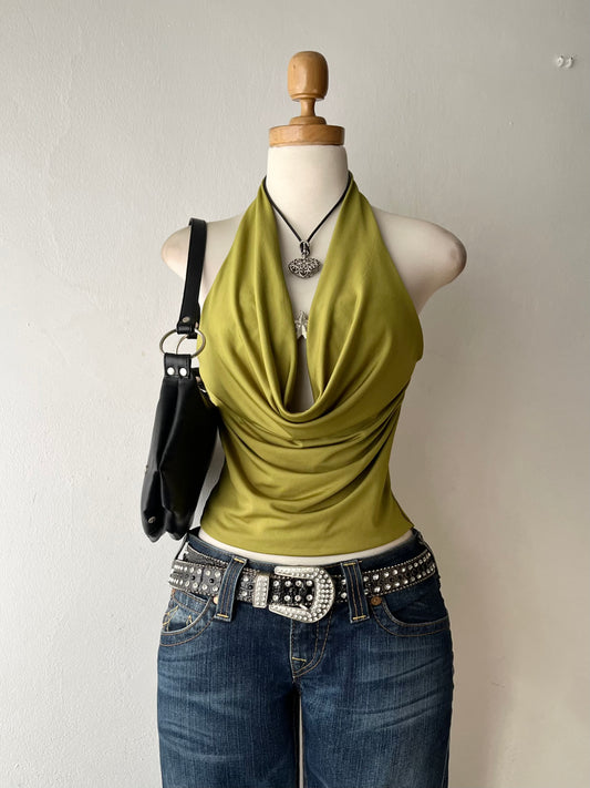Olive green halter top