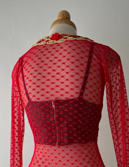 Set (mesh long blouse + top)