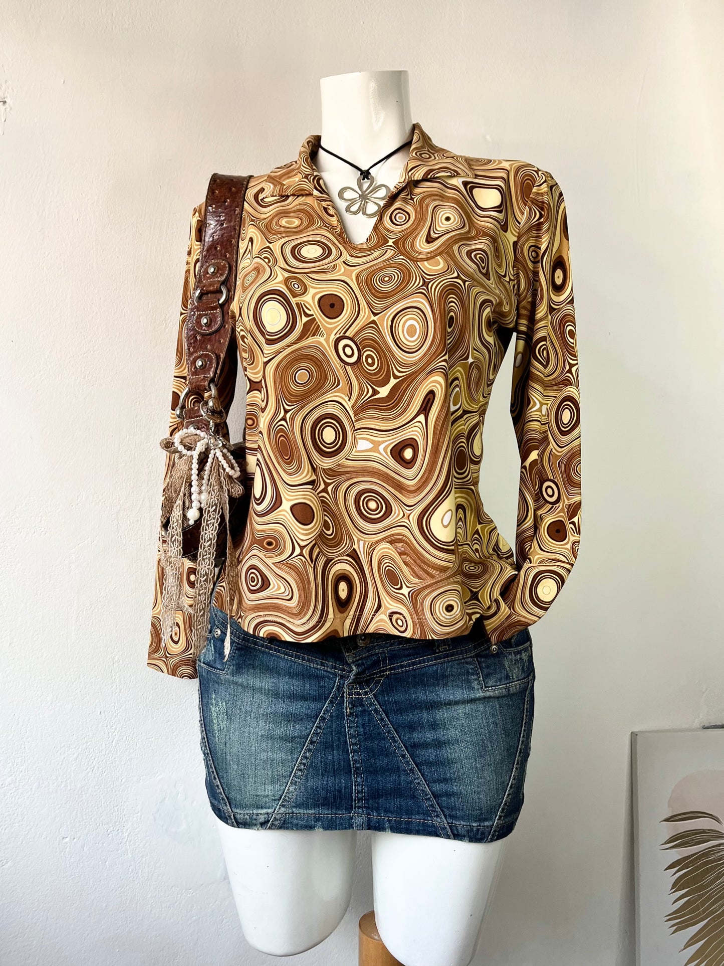 Long sleeve boho top-size M