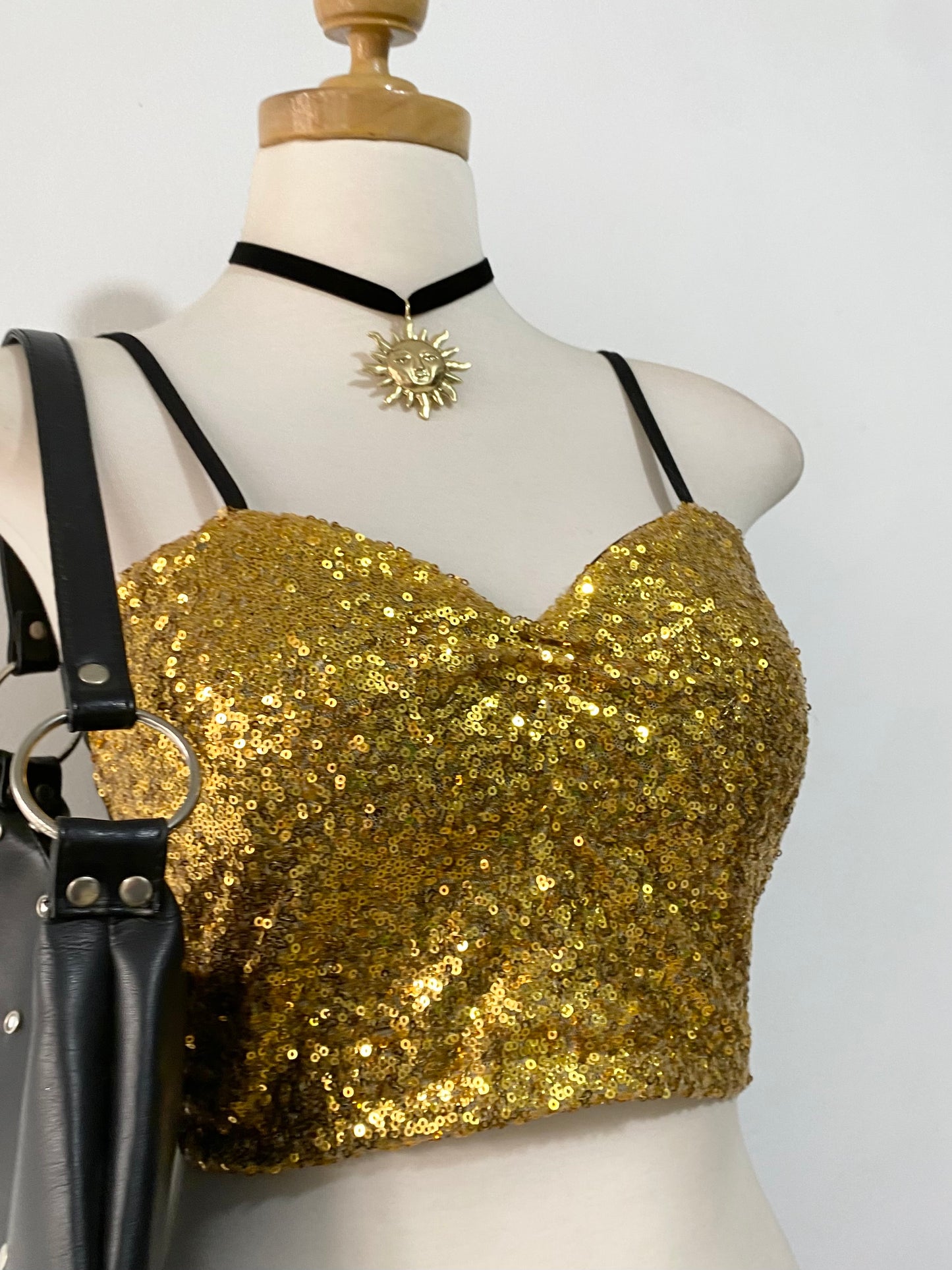 Gold sequin bralette top