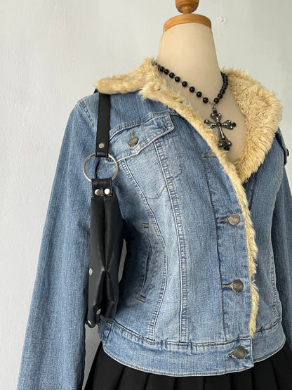Denim jacket with warm sherpa lining