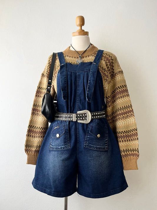 Denim short overalls