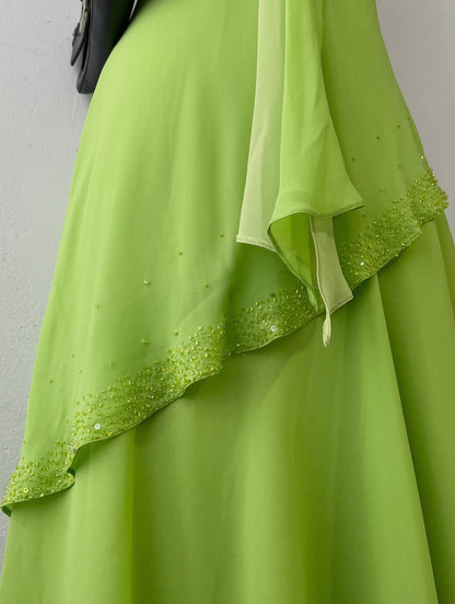 Assymetrical lime green dress