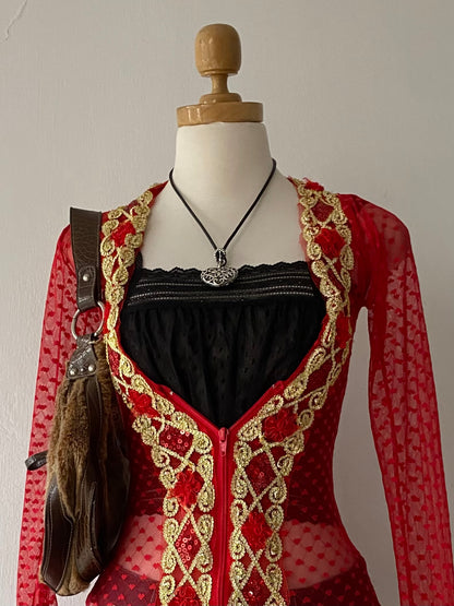 long red lace blouse