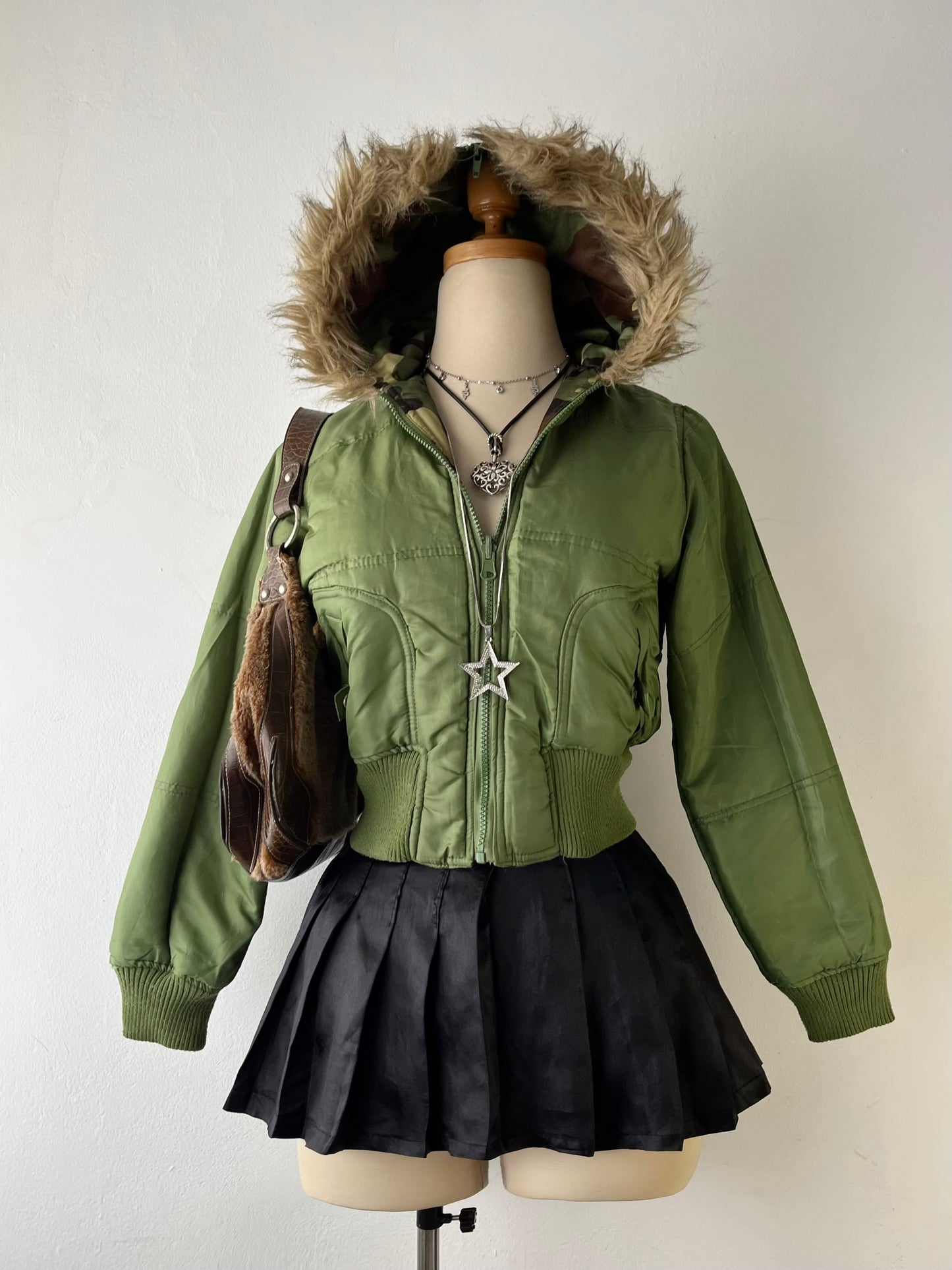 Reversible padded jacket with hood