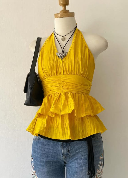Yellow halter top~size S
