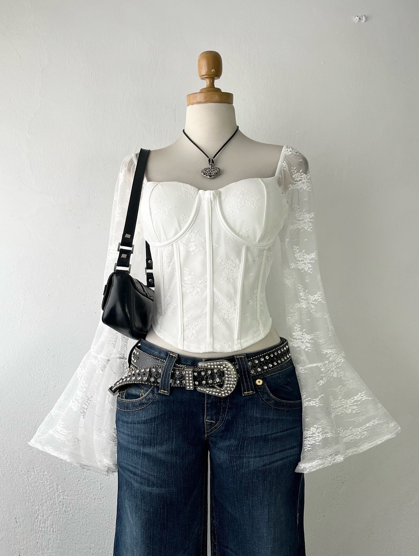 Bell Sleeve Lace Corset