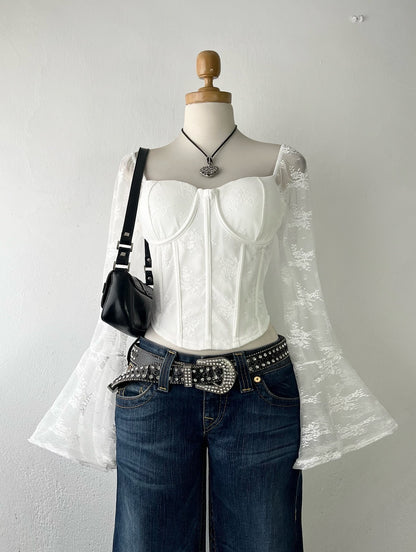 Bell Sleeve Lace Corset