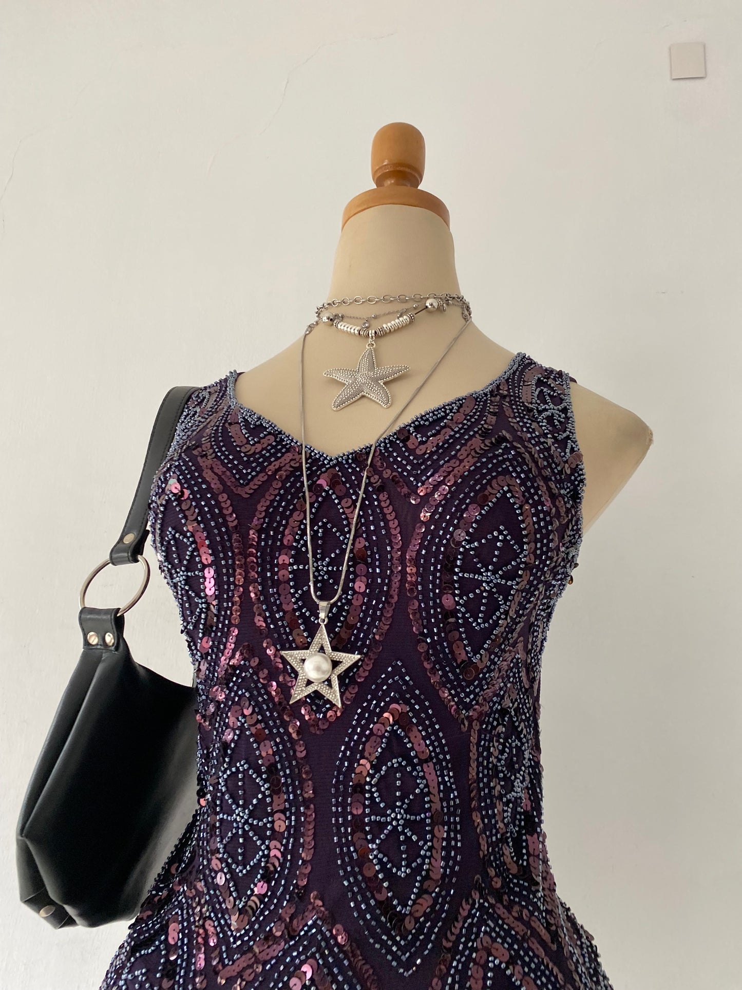 Purple sequin embroidery top