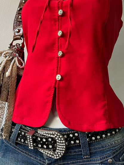 Top diseño oriental con lazo ajustable en la espalda
