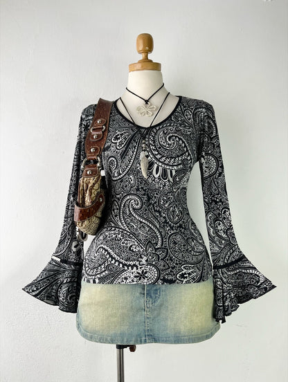 Boho chic flared sleeve top