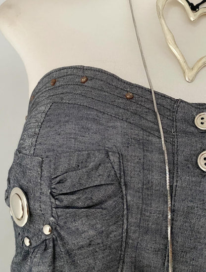 Gray grunge top with belt