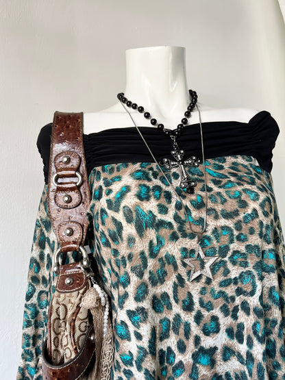Off shoulder animal print top- size M