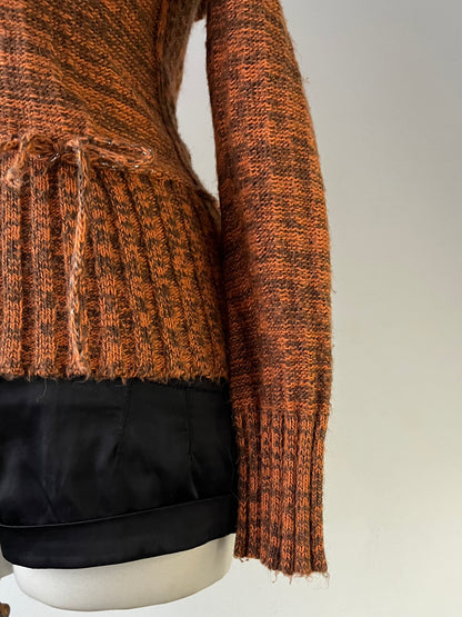 Off shoulder knitted sweater with bow