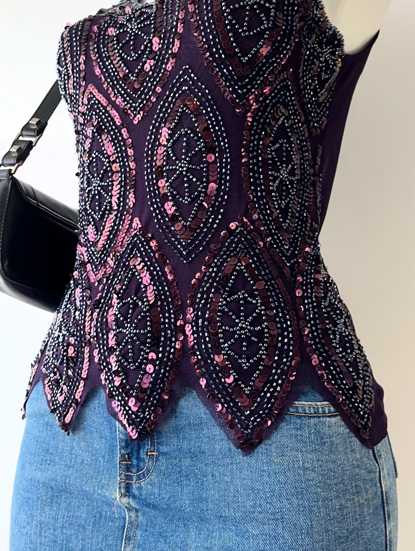 Purple sequin embroidery top