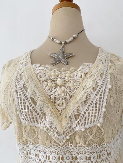 Coquette lace top with pearls