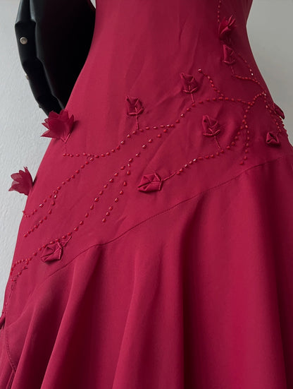 Burgundy asymmetric dress