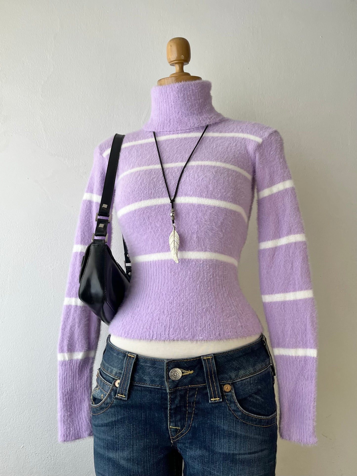 Lilac striped turtleneck sweater