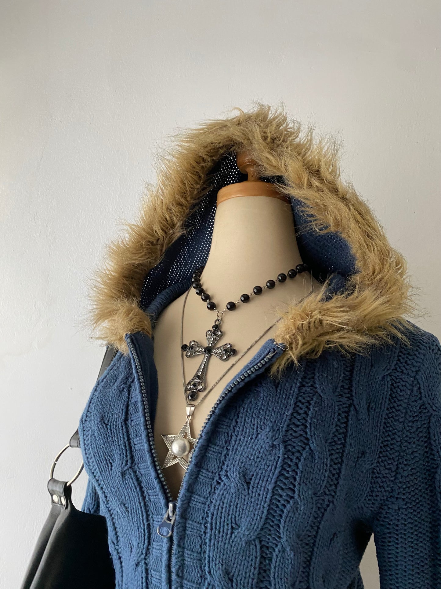 Knitted jacket with hood