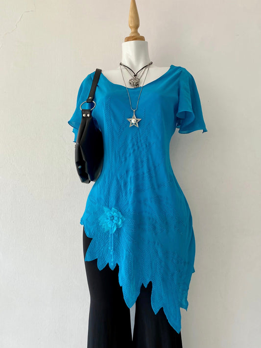 Light blue asymmetrical blouse