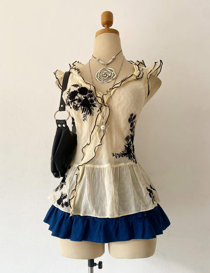 Boho top with embroidery designs