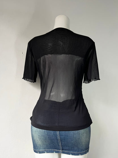 Noir mesh top with sequins and rhinestones