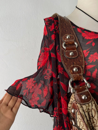 Floral blouse with hanging bows