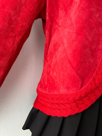 Cable knit and leather suede jacket