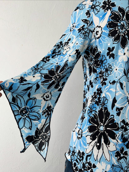 Y2k top with silver appliqués