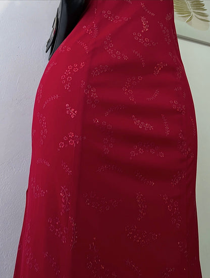 Adorable one-shoulder burgundy dress