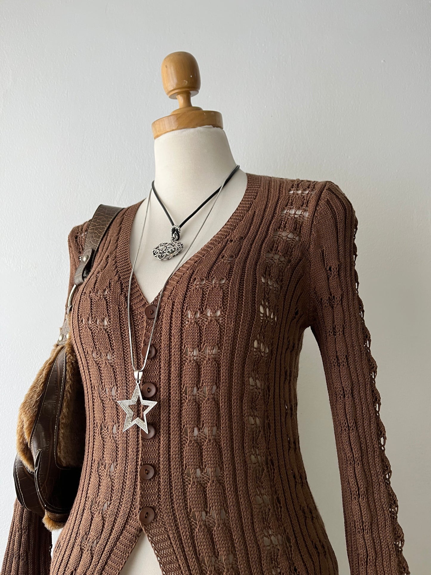 Long knitted cardigan