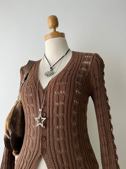 Long knitted cardigan