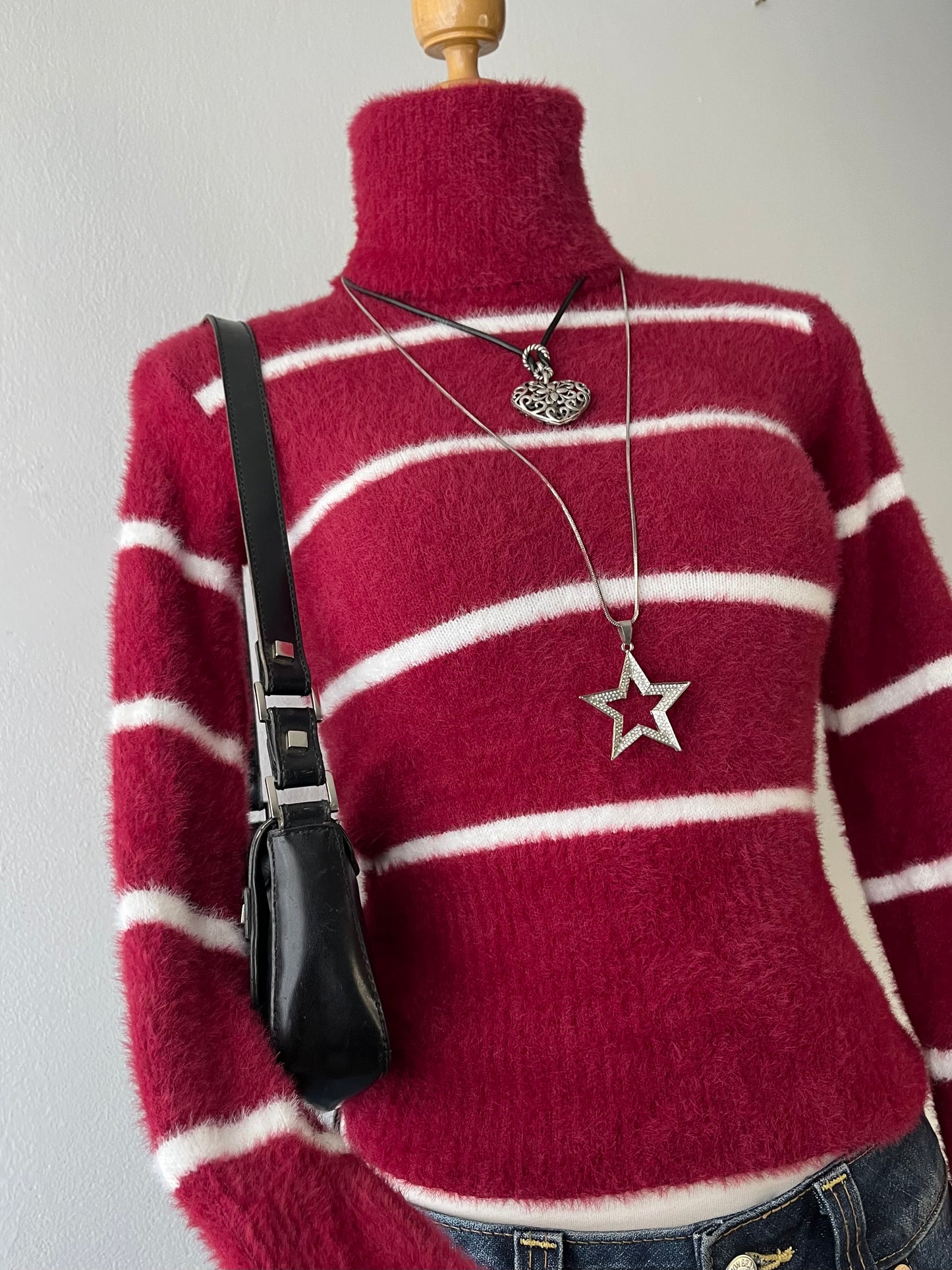 Burgundy striped turtleneck