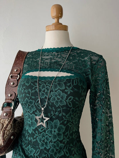 Lace top with flared sleeves