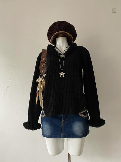 Oversized black wool sweater
