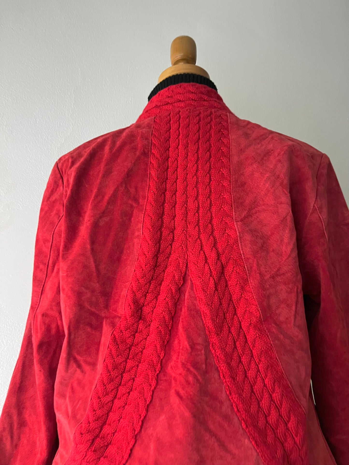 Cable knit and leather suede jacket