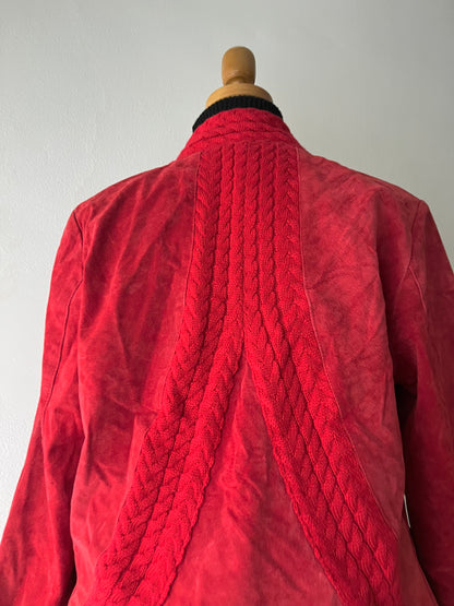Cable knit and leather suede jacket