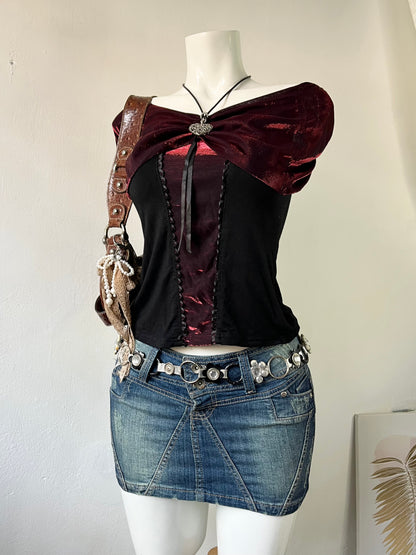 Coquette burgundy and noir top- size S
