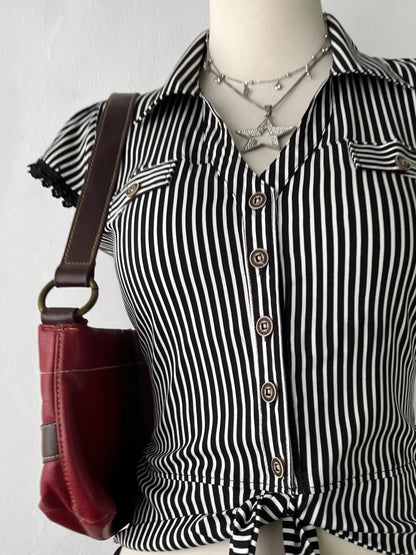Striped top with bow