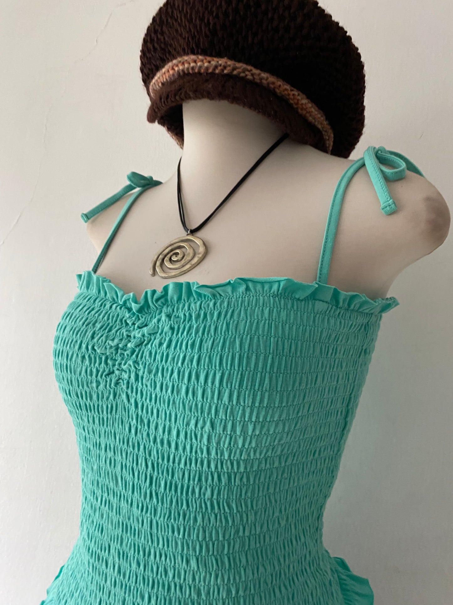 Jade green top with bows
