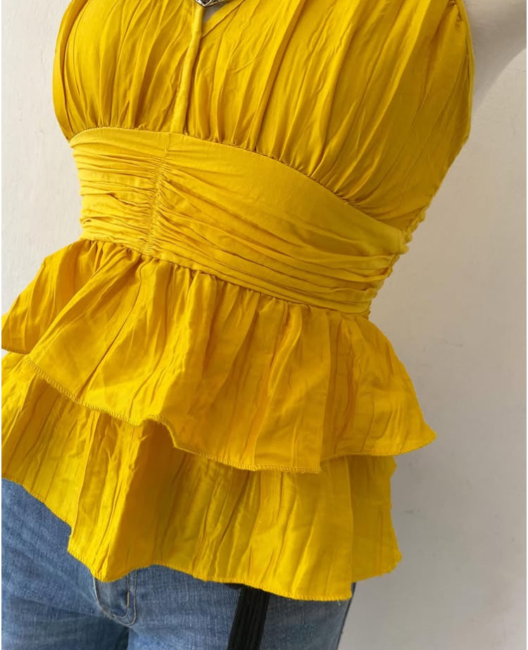 Yellow halter top~size S